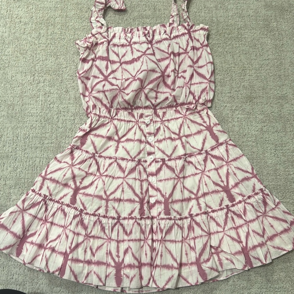 Intermix pink and white batik cropped skirt set